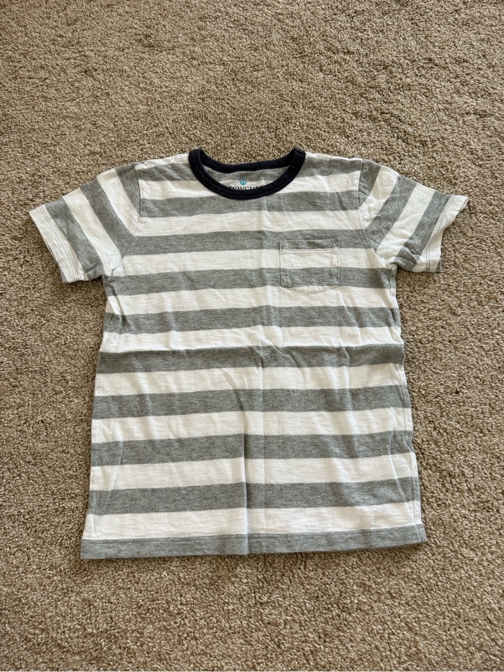 J.Crew Crewcuts Kids Short-Sleeve Gray & White Stripe Pocket Tee Size 8